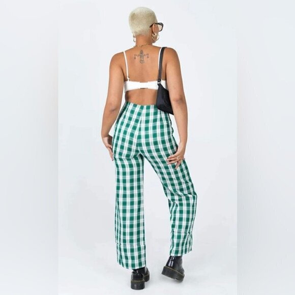 Princess Polly, Women's Euros Pants Green Tartan. Size: 4 (US). NWT - Picture 8 of 9